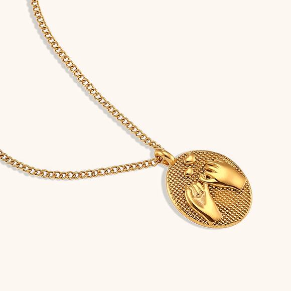 Pinky Promise Oval Pendant Necklace Friendship Gift For Her 18K Gold Plated - Picture 5 of 13